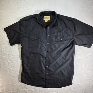 Cowboy Legend Mens Black Western Snap Shirt Short Sleeve Ventilated‎ Mesh Large